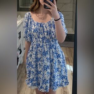 Listicle blue and white floral dress